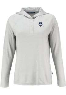 Cutter and Buck UConn Huskies Womens Grey Mascot Coastline Eco Hooded Sweatshirt