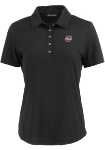 Cutter and Buck Massachusetts Minutemen Womens Black Coastline Eco Short Sleeve Polo Shirt