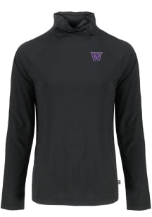 Cutter and Buck Washington Huskies Womens Black Coastline Eco Funnel Neck Crew Sweatshirt