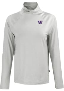 Cutter and Buck Washington Huskies Womens Grey Coastline Eco Funnel Neck Crew Sweatshirt