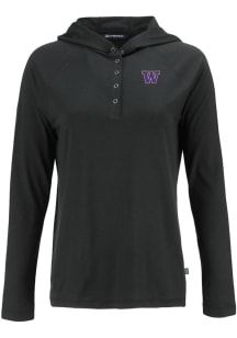 Cutter and Buck Washington Huskies Womens Black Coastline Eco Hooded Sweatshirt