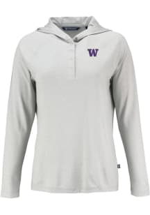 Cutter and Buck Washington Huskies Womens Grey Coastline Eco Hooded Sweatshirt