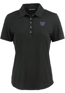 Cutter and Buck Washington Huskies Womens Black Coastline Eco Short Sleeve Polo Shirt