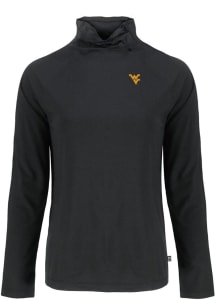 Cutter and Buck West Virginia Mountaineers Womens Black Coastline Eco Funnel Neck Crew Sweatshirt