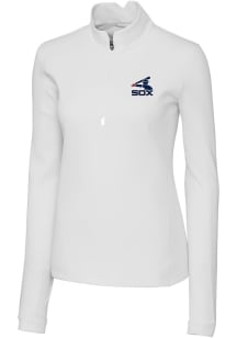 Cutter and Buck Chicago White Sox Womens White Cooperstown Traverse Qtr Zip