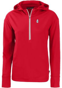 Cutter and Buck Chicago Cubs Womens Red Cooperstown Daybreak Hood Qtr Zip