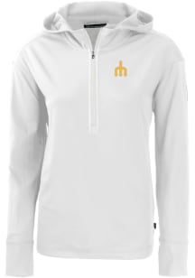 Cutter and Buck Seattle Mariners Womens White Cooperstown Daybreak Hood Qtr Zip