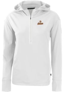 Cutter and Buck Houston Astros Womens White Cooperstown Daybreak Hood Qtr Zip