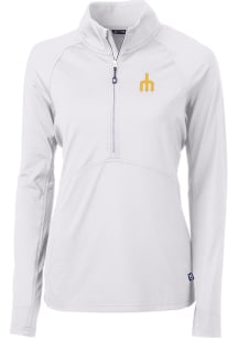 Cutter and Buck Seattle Mariners Womens White Cooperstown Adapt Eco Qtr Zip