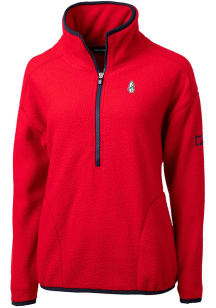 Cutter and Buck Chicago Cubs Womens Red Cooperstown Cascade Sherpa Qtr Zip