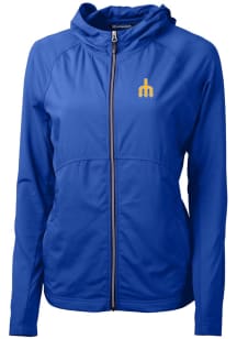 Cutter and Buck Seattle Mariners Womens Blue Cooperstown Adapt Eco Light Weight Jacket