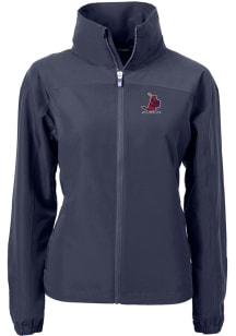 Cutter and Buck St Louis Cardinals Womens Navy Blue Cooperstown Charter Eco Light Weight Jacket