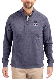 Cutter and Buck Arizona Wildcats Mens Navy Blue Adapt Eco Long Sleeve Qtr Zip Pullover