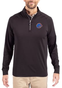 Cutter and Buck Boise State Broncos Mens Black Adapt Eco Big and Tall Qtr Zip