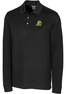 Cutter and Buck Oregon Ducks Black Advantage Pique Long Sleeve Big and Tall Polo
