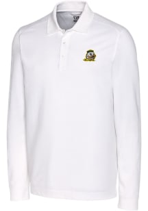 Cutter and Buck Oregon Ducks White Advantage Pique Long Sleeve Big and Tall Polo