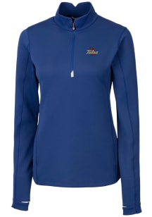 Cutter and Buck Tulsa Golden Hurricane Womens Blue Traverse Qtr Zip