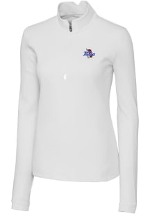 Cutter and Buck Tulsa Golden Hurricane Womens White Traverse Qtr Zip