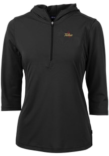 Cutter and Buck Tulsa Golden Hurricane Womens Black Virtue Eco Pique Hooded Sweatshirt