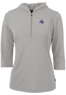 Cutter and Buck Tulsa Golden Hurricane Womens Grey Virtue Eco Pique Hooded Sweatshirt