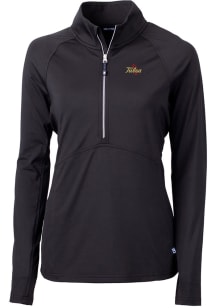 Cutter and Buck Tulsa Golden Hurricane Womens Black Adapt Eco Qtr Zip