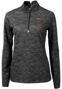 Cutter and Buck Tulsa Golden Hurricane Womens Black Traverse Camo Qtr Zip