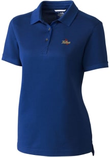 Cutter and Buck Tulsa Golden Hurricane Womens Blue Advantage Short Sleeve Polo Shirt