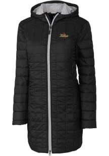 Cutter and Buck Tulsa Golden Hurricane Womens Black Rainier PrimaLoft Long Filled Jacket