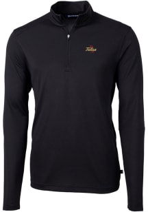 Cutter and Buck Tulsa Golden Hurricane Mens Black Virtue Eco Pique Big and Tall Qtr Zip