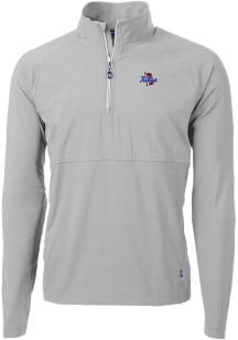 Cutter and Buck Tulsa Golden Hurricane Mens Grey Adapt Eco Hybrid Long Sleeve Qtr Zip Pullover