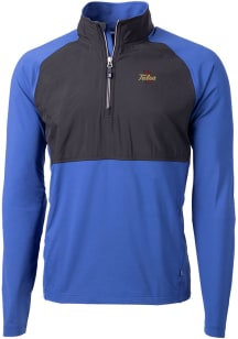Cutter and Buck Tulsa Golden Hurricane Mens Blue Adapt Eco Hybrid Long Sleeve Qtr Zip Pullover