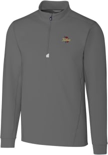 Cutter and Buck Tulsa Golden Hurricane Mens Grey Traverse Long Sleeve Qtr Zip Pullover