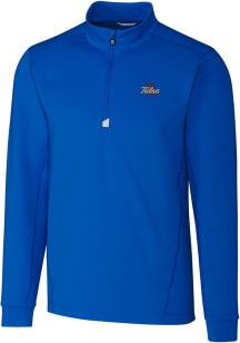 Cutter and Buck Tulsa Golden Hurricane Mens Blue Traverse Long Sleeve Qtr Zip Pullover