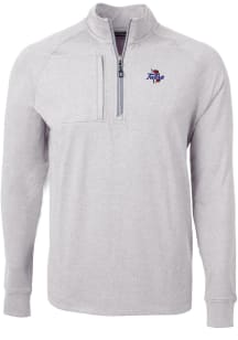 Cutter and Buck Tulsa Golden Hurricane Mens Grey Adapt Eco Long Sleeve Qtr Zip Pullover