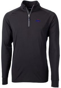 Cutter and Buck Tulsa Golden Hurricane Mens Black Adapt Eco Knit Long Sleeve Qtr Zip Pullover