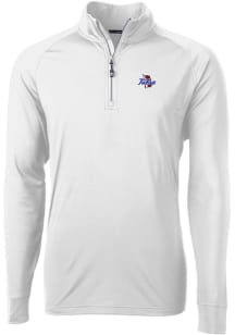 Cutter and Buck Tulsa Golden Hurricane Mens White Adapt Eco Knit Long Sleeve Qtr Zip Pullover