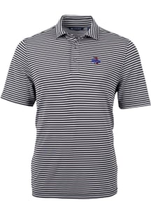 Cutter and Buck Tulsa Golden Hurricane Mens Black Virtue Eco Pique Stripe Short Sleeve Polo