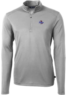 Cutter and Buck Tulsa Golden Hurricane Mens Grey Virtue Eco Pique Long Sleeve Qtr Zip Pullover
