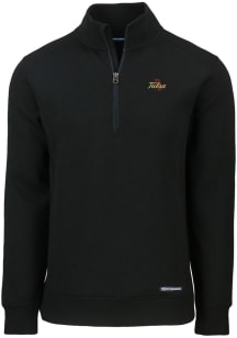 Cutter and Buck Tulsa Golden Hurricane Mens Black Roam Long Sleeve Qtr Zip Pullover