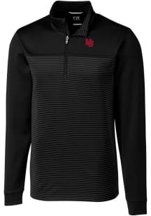 Cutter and Buck Nebraska Cornhuskers Mens Black Vault Traverse Stripe Big and Tall Qtr Zip
