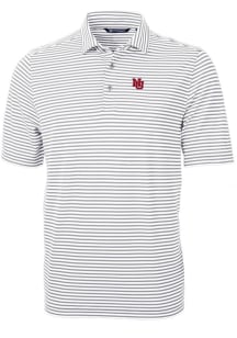 Cutter and Buck Nebraska Cornhuskers Grey Vault Virtue Eco Pique Stripe Big and Tall Polo