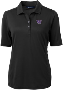 Cutter and Buck Washington Huskies Womens Black Virtue Eco Pique Short Sleeve Polo Shirt