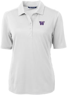 Cutter and Buck Washington Huskies Womens White Virtue Eco Pique Short Sleeve Polo Shirt