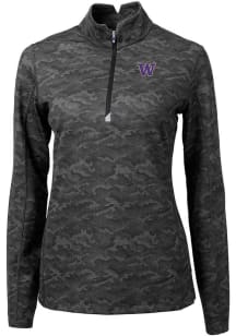 Cutter and Buck Washington Huskies Womens Black Traverse Camo Qtr Zip