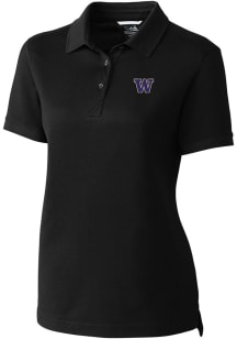 Cutter and Buck Washington Huskies Womens Black Advantage Short Sleeve Polo Shirt