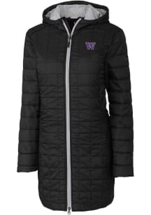 Cutter and Buck Washington Huskies Womens Black Rainier PrimaLoft Long Filled Jacket
