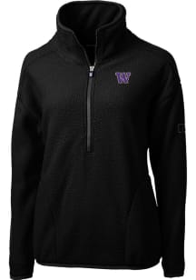 Cutter and Buck Washington Huskies Womens Black Cascade Sherpa Qtr Zip