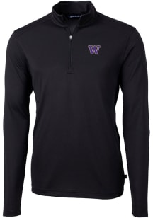 Cutter and Buck Washington Huskies Mens Black Virtue Eco Pique Big and Tall Qtr Zip