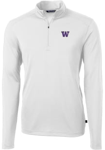 Cutter and Buck Washington Huskies Mens White Virtue Eco Pique Big and Tall Qtr Zip