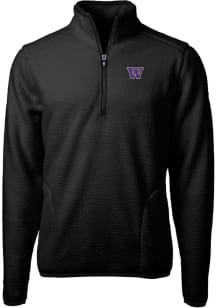 Cutter and Buck Washington Huskies Mens Black Cascade Sherpa Long Sleeve Qtr Zip Pullover